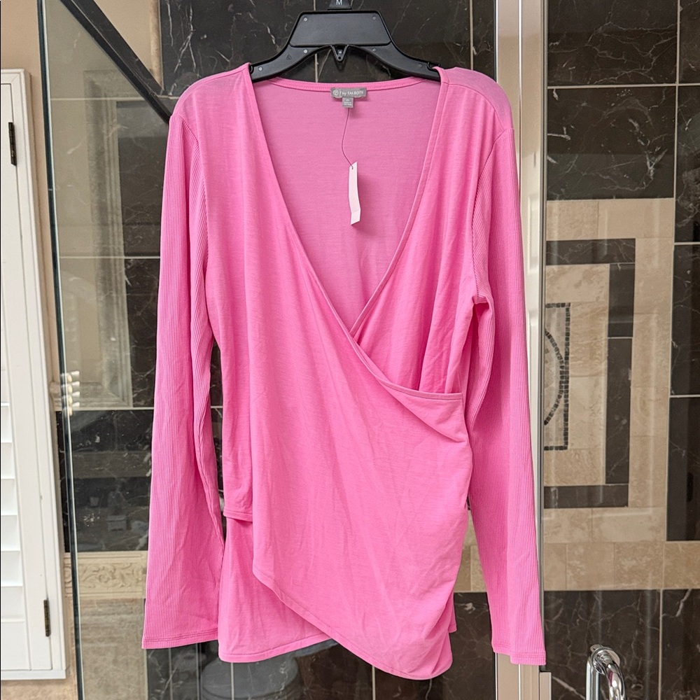 Talbots Pink Draped Wrap Tunic Top